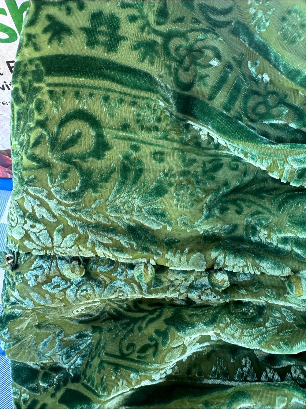 Anthropologie Emerald Green Velvet Button Up Maxi Dress 12 - Picture 5 of 5